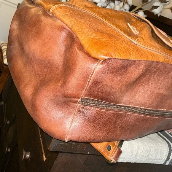 NWOT Bed Stu Leather Kamet Backpack Laptop Bag Tan Teak Rustic MSRP $599